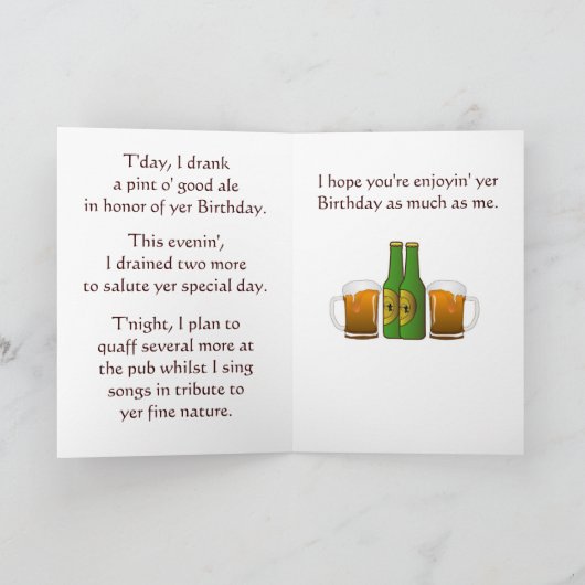 ウェールズの二か国語の誕生日の挨拶 カード (内部)