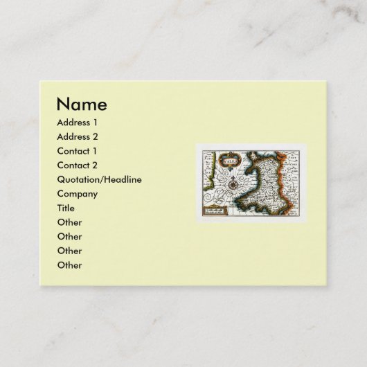 ウェールズの地図や旗 名刺 (正面)