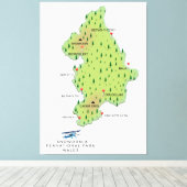 ウェールズの地図 キャンバスプリント (インサイチュ (ウッドフロア))