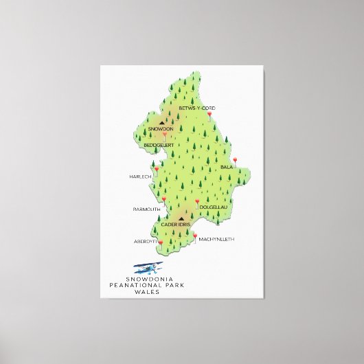 ウェールズの地図 キャンバスプリント (正面)