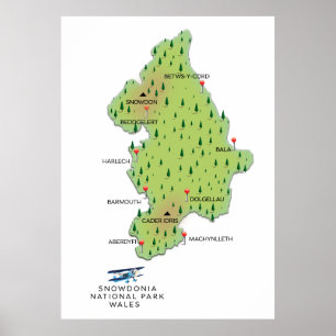 ウェールズの地図 ポスター