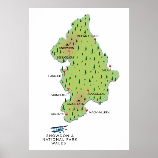 ウェールズの地図 ポスター (正面)