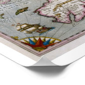 ウェールズの地図、c.1630 （手彩色のエンジン）発行 ポスター (角)