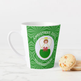 ウェールズの天使クリスマスフラグカスタマイズ カフェラテマグ