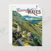 ウェールズの山、景観ビュー、ヴィンテージ旅行 ポストカード (正面/裏面)