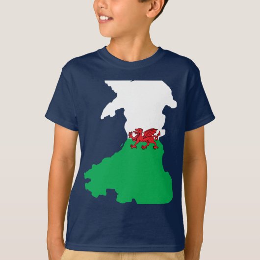 ウェールズの旗の地図 Tシャツ (正面)