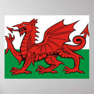 ウェールズの旗、"Cymru AM byth"の、   赤いドラゴン ポスター