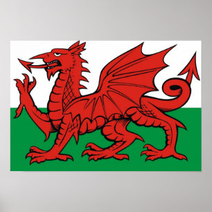 ウェールズの旗、"Cymru AM byth"の、   赤いドラゴン ポスター