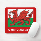 ウェールズの旗、"Cymru AM byth"の、   赤いドラゴン マウスパッド (マウス)
