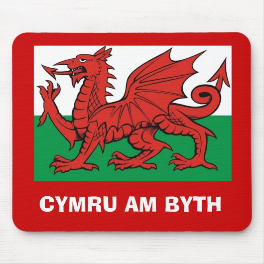ウェールズの旗、"Cymru AM byth"の、   赤いドラゴン マウスパッド (正面)
