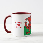 ウェールズの旗、"Cymru AM byth"の、 赤いドラゴン マグカップ (左)