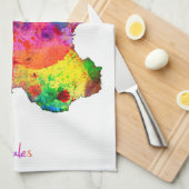 ウェールズの水彩画の地図 キッチンタオル (四つ折り)
