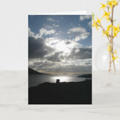 ウェールズの海岸の日没 カード (黄色い花)