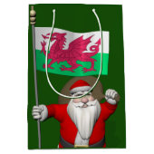 ウェールズの看板のあるサンタクロース ミディアムペーパーバッグ (正面)