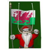 ウェールズの看板のあるサンタクロース ミディアムペーパーバッグ (裏面)