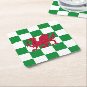 ウェールズの神秘的な赤いケルトのドラゴン旗 スクエアペーパーコースター (アングル)