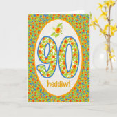 ウェールズの第90バースデー・カード、オレンジポットマリーゴールド カード (黄色い花)