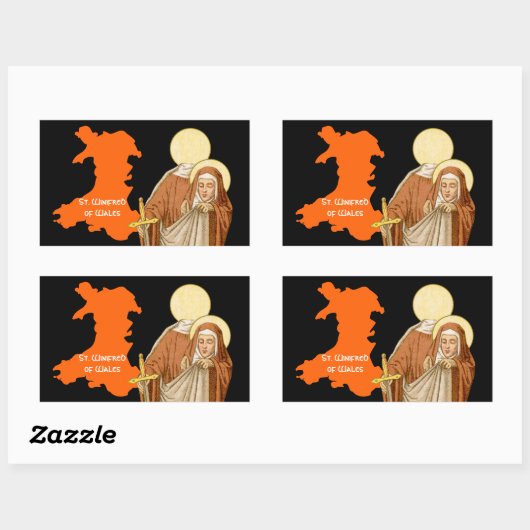 ウェールズの聖ウィニフレッド （P 002） 長方形シール (シート)