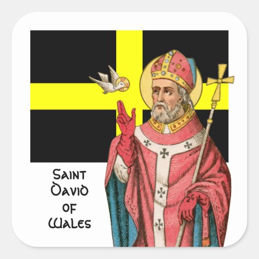 ウェールズの聖ダビデ(P 001)とその国旗 スクエアシール (正面)