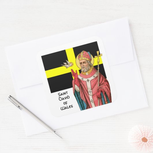ウェールズの聖ダビデ(P 001)とその国旗 スクエアシール (封筒)