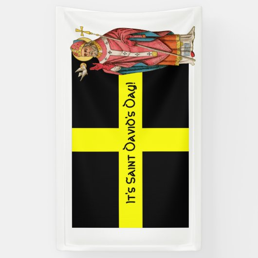 ウェールズの聖ダビデ(P 001)とその国旗 横断幕 (縦)