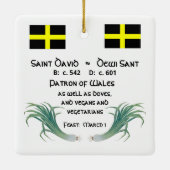 ウェールズの聖ダビデ(P 001)、彼の国旗、そしてリークス セラミックオーナメント (裏面)