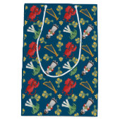 ウェールズの衣裳および紋章の青い中型のギフトバッグ ミディアムペーパーバッグ (裏面)