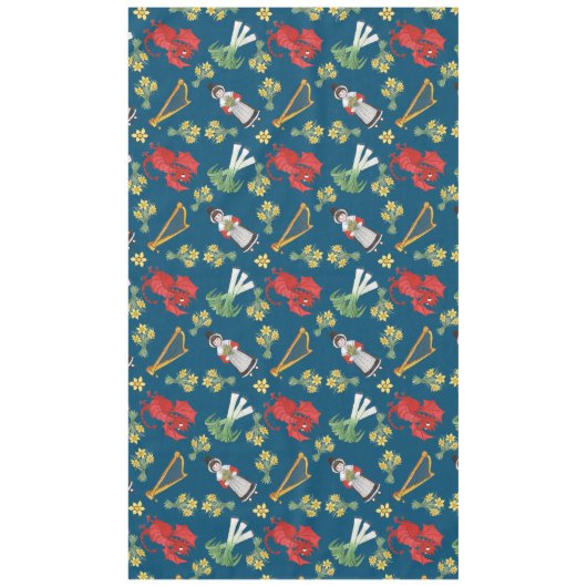 ウェールズの衣裳および紋章の青い綿のテーブルクロス テーブルクロス (正面)