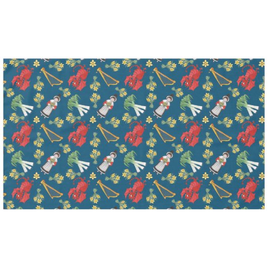 ウェールズの衣裳および紋章の青い綿のテーブルクロス テーブルクロス (正面(横))