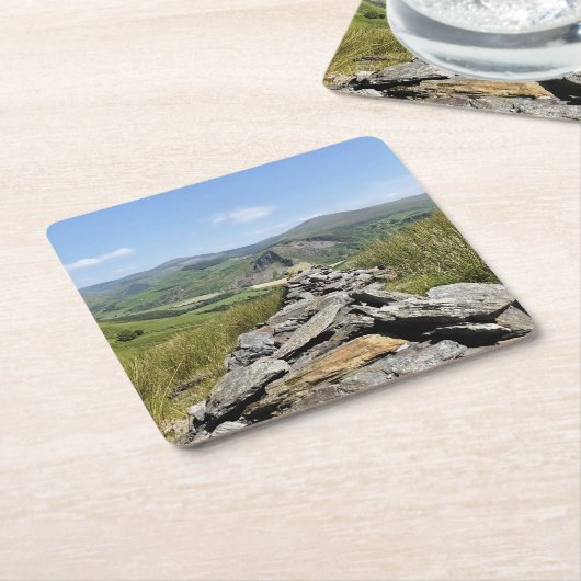 ウェールズの見解 スクエアペーパーコースター (アングル)