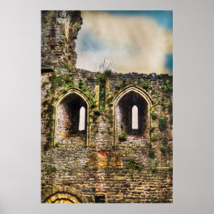 ウェールズのMonmoutshire、Chepstow Castle Windows ポスター