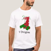 ウェールズのTシャツのYドリギ国旗の地図 Tシャツ (正面)