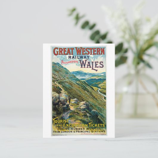 ウェールズへのヴィンテージ旅行 ポストカード (スタンド正面)