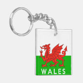 ウェールズイギリスの国旗の文字の名前ウェールズ キーホルダー (正面左)