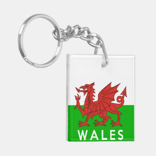 ウェールズイギリスの国旗の文字の名前ウェールズ キーホルダー (正面左)