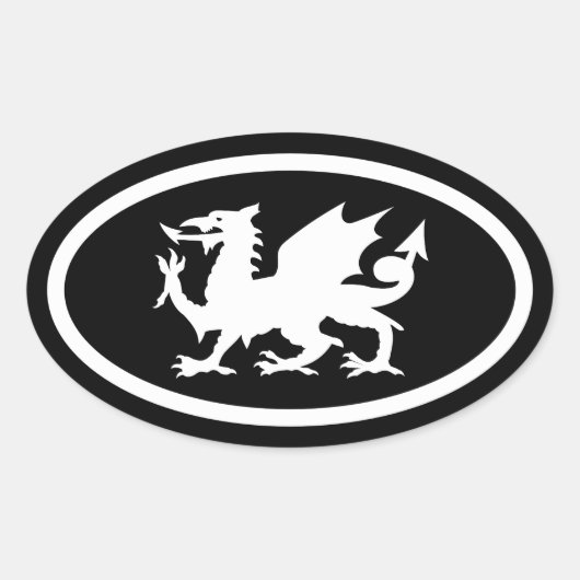 ウェールズドラゴン 楕円形シール (正面)