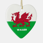ウェールズハート、ウェールズ国旗のクリスマス セラミックオーナメント (右)
