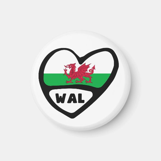 ウェールズ国コード国旗のハート, WAL マグネット (正面)