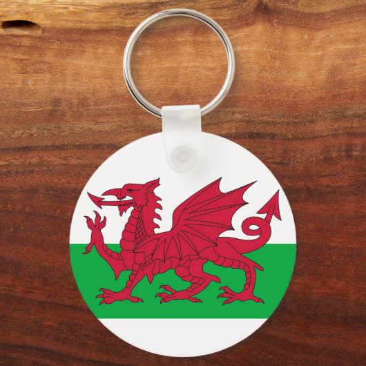 ウェールズ国国旗を持つキーチ統一されたェン キーホルダー (正面)