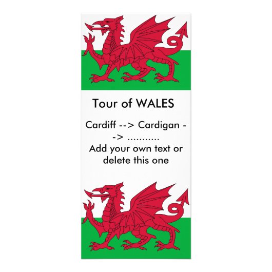 ウェールズ国旗が付いたラックカード ラックカード (正面)