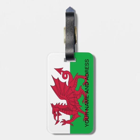 ウェールズ国旗が付いた荷札 ラゲッジタグ (裏面縦)