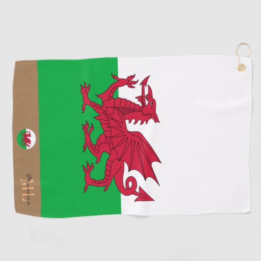 ウェールズ国旗とウェールズモノグラムのサイmru/ゴルフタオル ゴルフタオル (横)