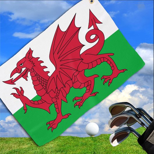 ウェールズ国旗とゴルフウェールズ – Cymru /スポーツカーディフ ゴルフタオル