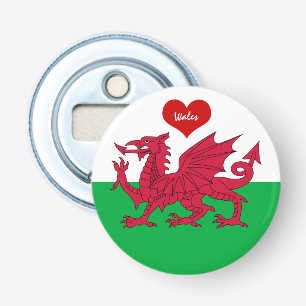 ウェールズ国旗とハート、ウェールズパーティー/スポーツCymru 栓抜き