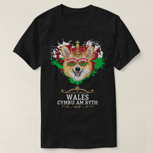 ウェールズ国旗のアイディア子供へ&ウェールズの海辺 Tシャツ (デザイン正面)
