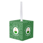 ウェールズ国旗のエンジェルクリスマスグリーンホワイトキューブ名 キューブオーナメント (裏面アングル)