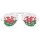 ウェールズ国旗のグラス アビエーターサングラス (正面)