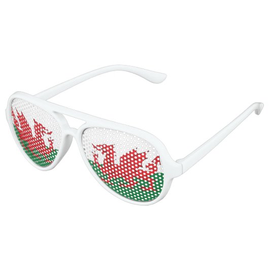 ウェールズ国旗のグラス アビエーターサングラス (アングル)