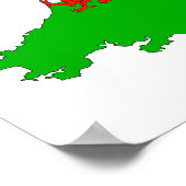 ウェールズ国旗の統一された地図キングダムカントリー ポスター (角)