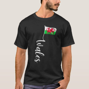 ウェールズ国旗の署名Yドレイグゴッフ旗ポール Tシャツ